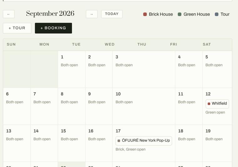 Month calendar showing scheduled events